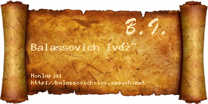 Balassovich Ivó névjegykártya